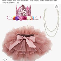 BGFKS Baby Girls Soft Tutu Skirt with Diaper Cover,1/2st Birthday Party Tutu Skirt Sets