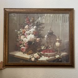 Large Ornate Framed Still Life Floral Art Print