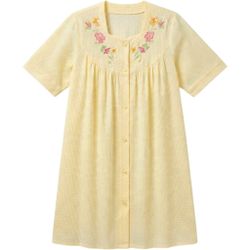 Vintage Southern Style Seersucker Embroidered Cottagecore Prairie Chic Muumuu