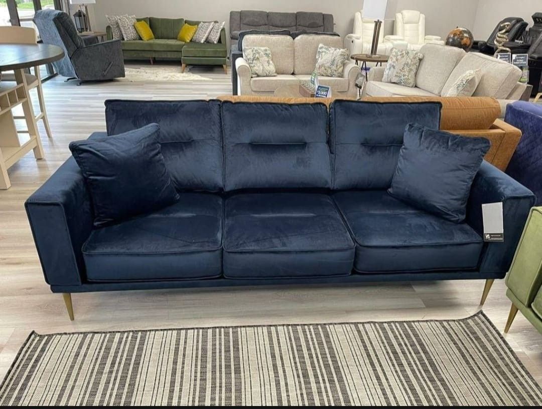 best deals and reviews Macleary Upholstered Navy Sofa Two Velvet Color