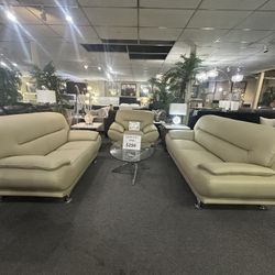 Brand New 3 Piece Sofa + Loveseat And Chair ( Beige Color)