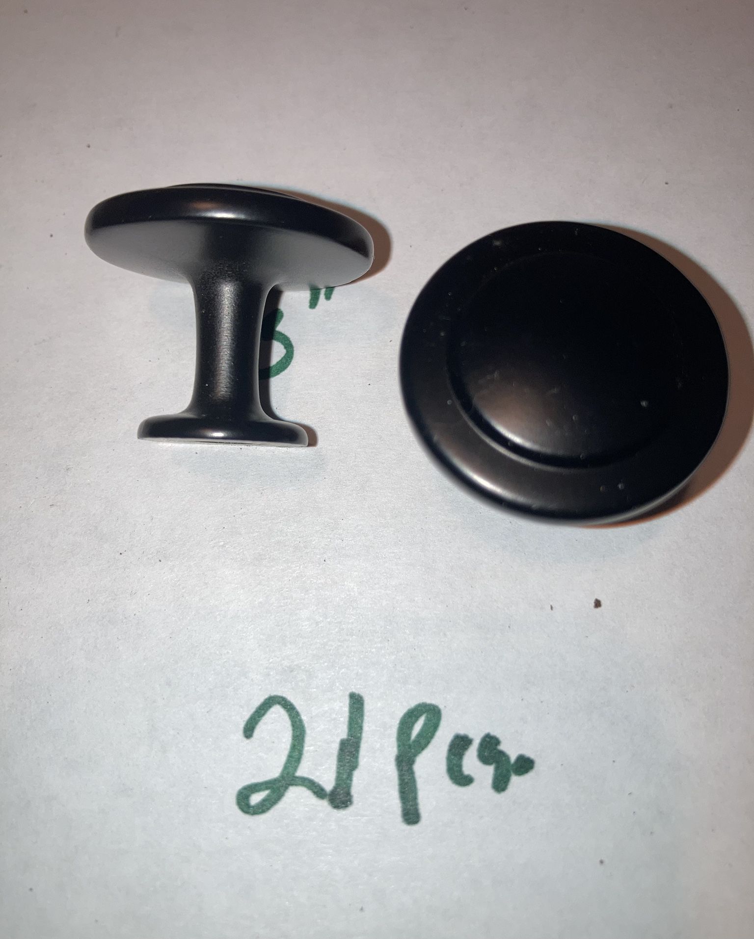 Matte Black Stepped Round Knobs, Kitchen Cabinet Pull Handles, Pack of 10 | Size 1-1/4 Inch, Solid Furniture Hardware for Cupboard Door Dresser Drawer