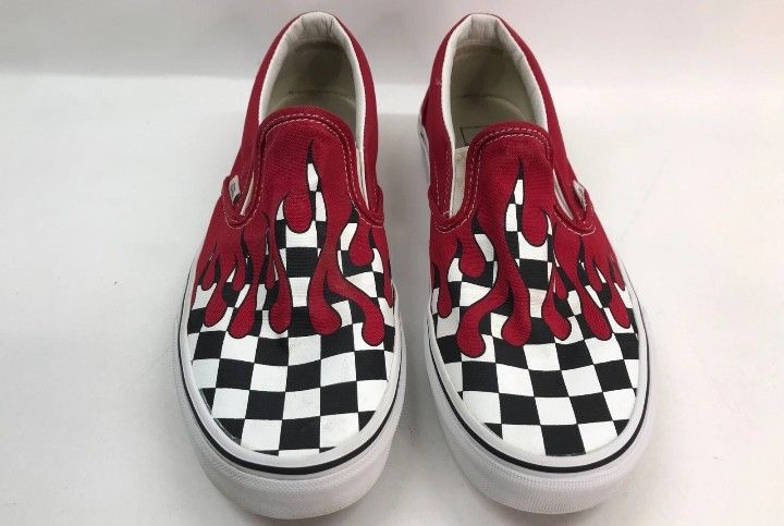 Van's Red Flame Checker Canvas Shoes