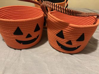 Halloween Pumpkin, Trick-Or-Treat Fabric Basket