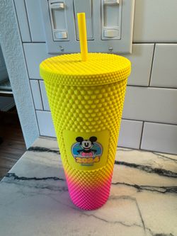 2024 New Disneyland Starbucks Neon Pink/Yellow Tumbler