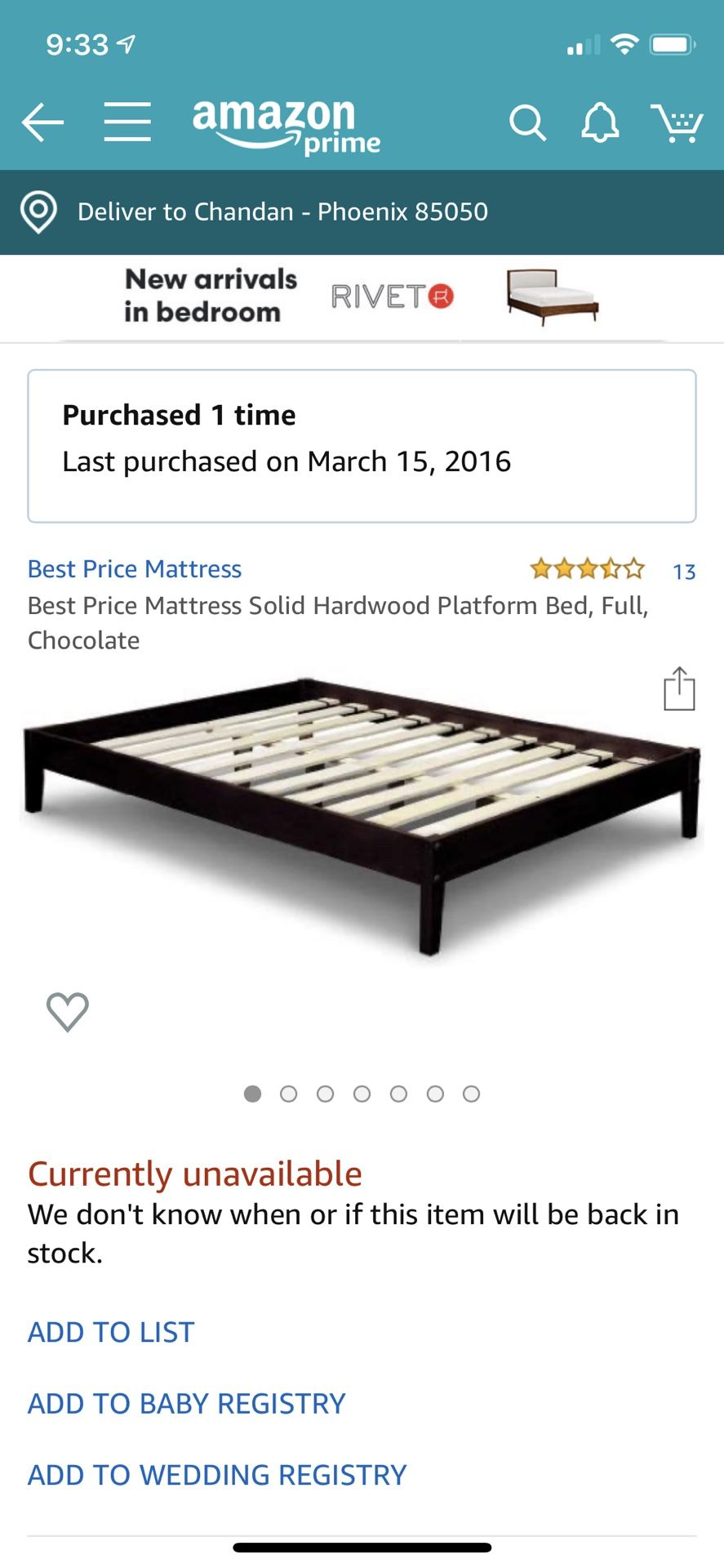 Hardwood bed frame.. Size Full