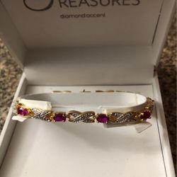 Brand New 18k Gold Plated Bracelet With Ruby