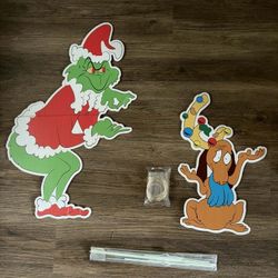GRINCH and MAX STEALING LIGHTS - HOW THE GRINCH STOLE CHRISTMAS Dr. Suess LAWN ART ~ YARD DECOR
