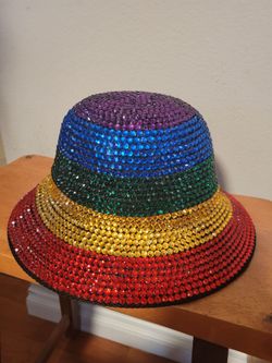 Rhinestone Studded Bucket Hat Women Bling Bling Hat Outdoor