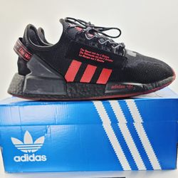 Size 8.5- ADIDAS Originals Men's NMD_R1 V2 Shoes, Core Black/Vivid Red/Carbon.