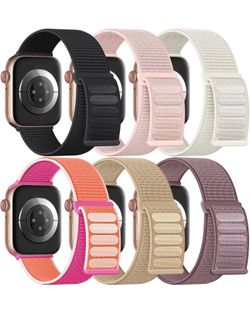 6 Pack Sport Nylon Loop Compatible with Apple Watch