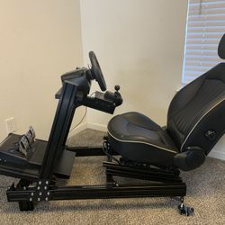 Custom Computer Racing Simulator Cockpit With Mini Cooper Leather Sports Seat