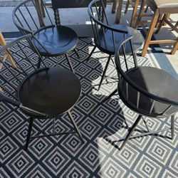 4 Metal And Wood Farmhouse Chairs