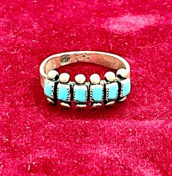 Sterling Southwestern Turquoise Squash Blossom Ring