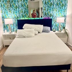 Queen Bed Frame With Queen Tempur-Pedic Mattress