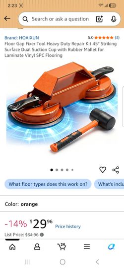 Floor Gap Fixer Tool Heavy Duty Repair Kit 45° Strikino Surface Dual Suction Cup with Rubber Mallet for Laminate Vinyl SPC Flooring
BOX LITTLE BIT DAM