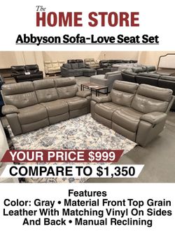 Abbyson Manual Reclining Sofa-Loveseat Set