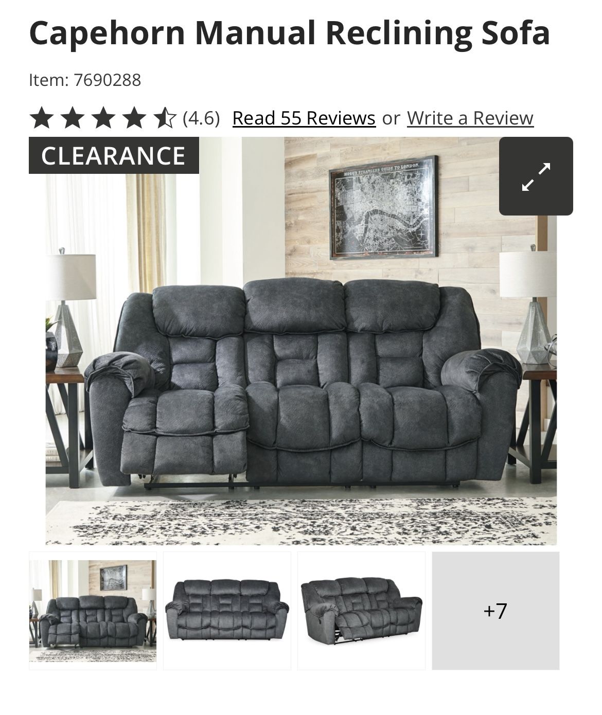 Ashley furniture Capehorn manual Reclining couch