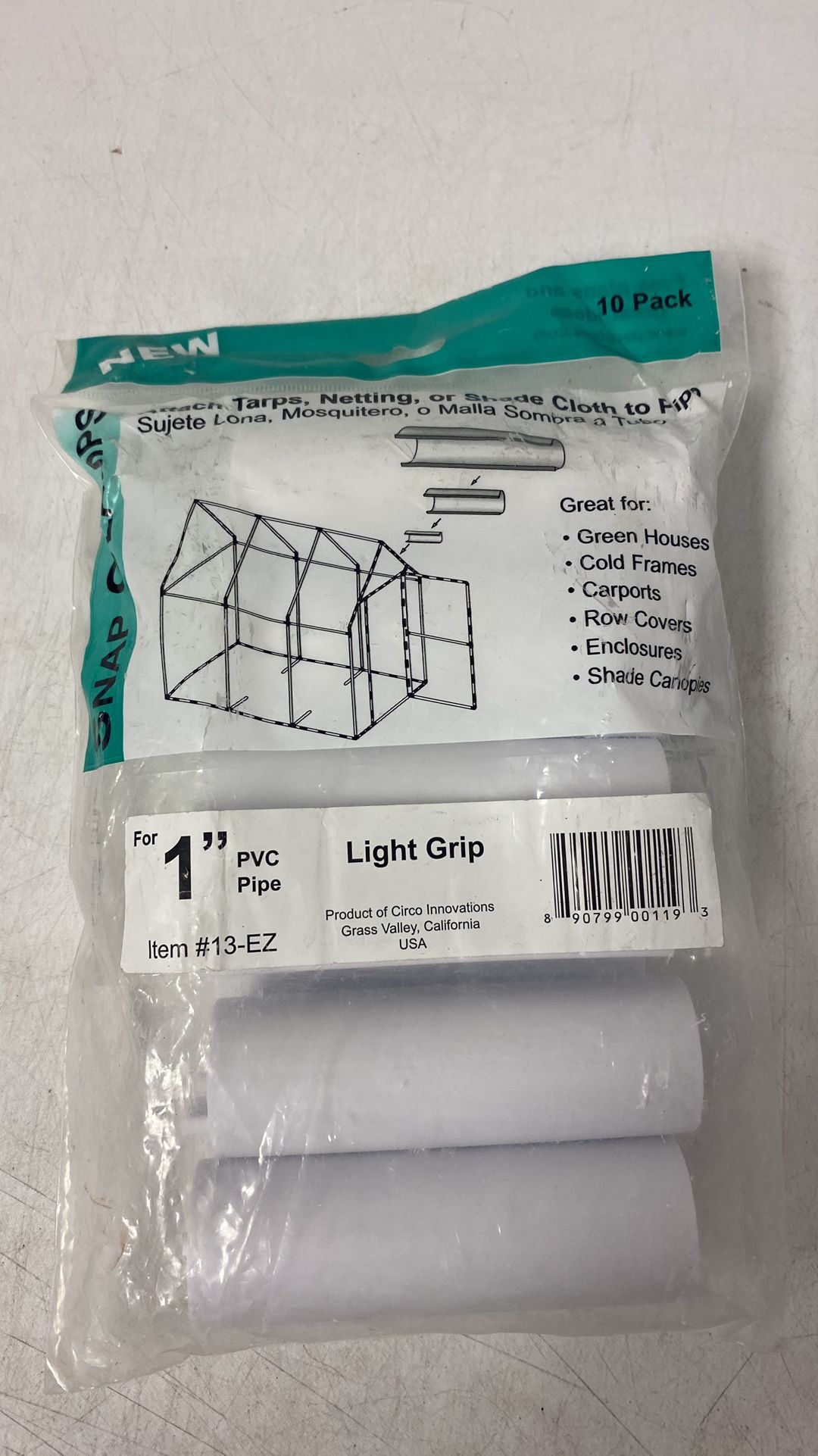 SNAP CLAMPS - fits 1" PVC Pipe - clamp tarps shade plastic to PVC greenhouse