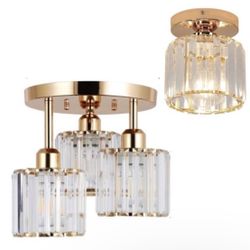 Set of 2 lights (3-light crystal ceiling light and 1-light crystal ceiling light