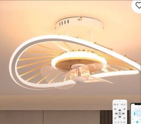 Smart Ceiling Fan 19.6 in. White Ceiling Fan LED  Remote ,App ,3 Speed, 3CCT, 2880Lumen,Dimmable, Clear Blades. Timer, Reverse Flow,