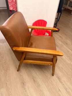 Brown wooden accent chair