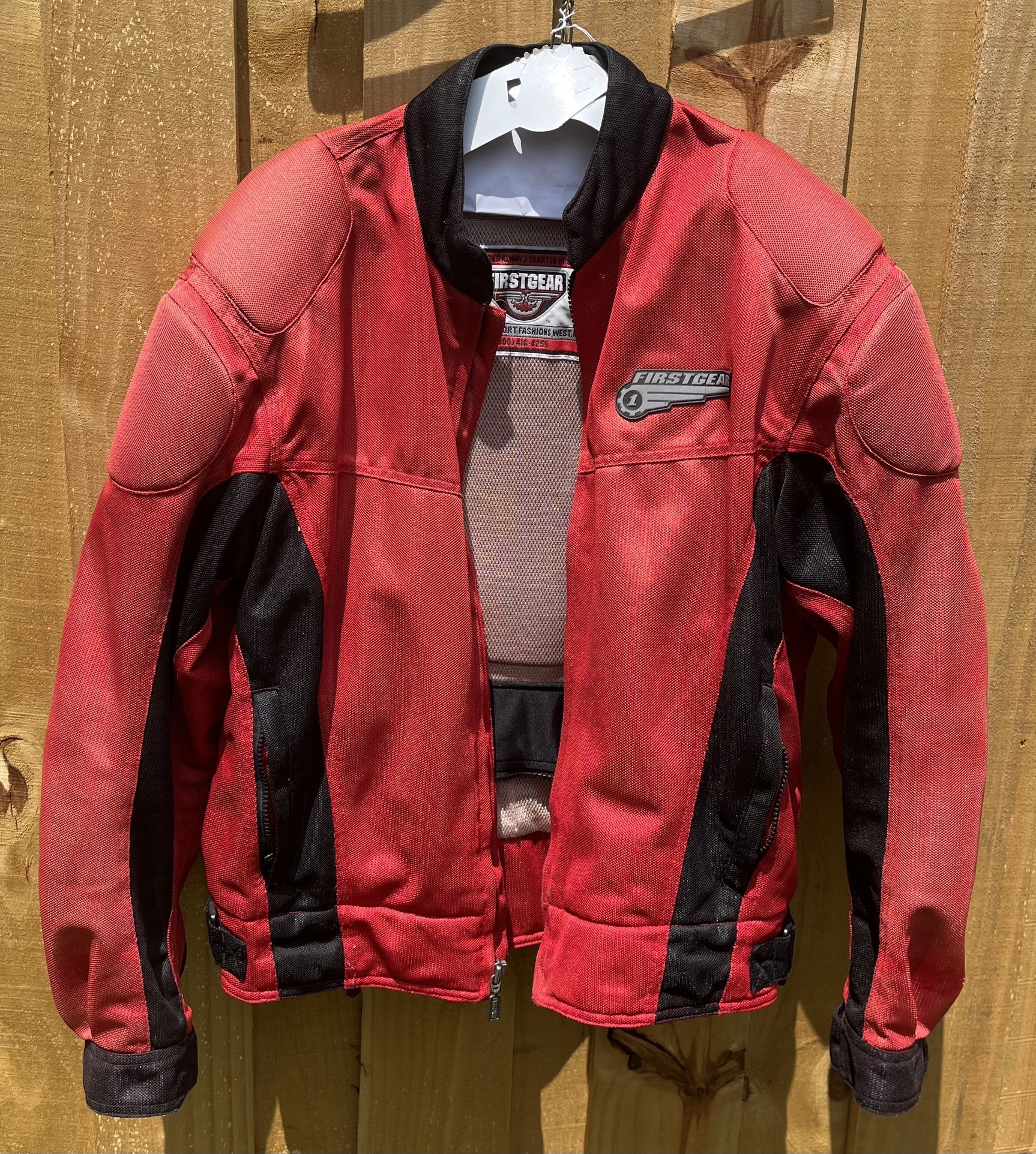 First Gear Men’s Size XL Red Mesh Padded Motorcycle Riding Jacket