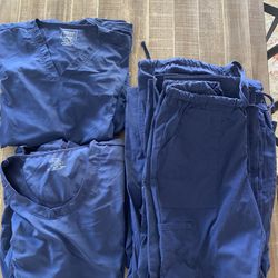 Lot Of 16 Navy Blue Scrubs Tops & Pants 3XL,XL, Medium