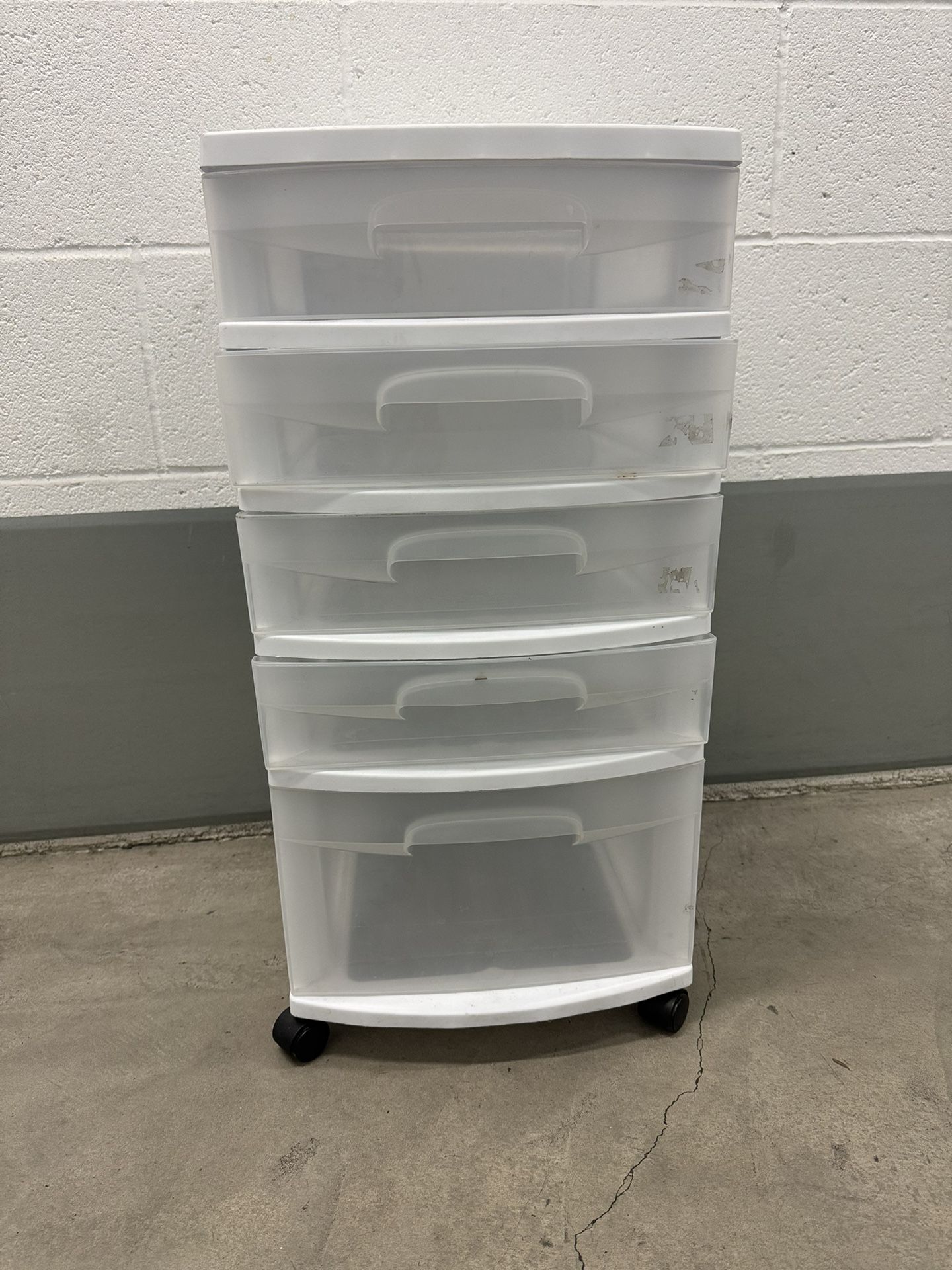 Sterilite 5 Drawer Stand Alone Cart With Wheels