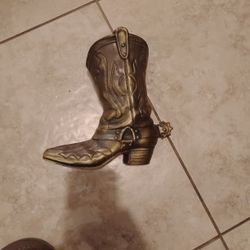 Vintage Brass Cowboy Planter Vase