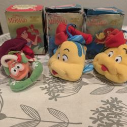 Vintage 1989 Disney McDonalds Little Mermaid Plush Ornaments Lot of 3 