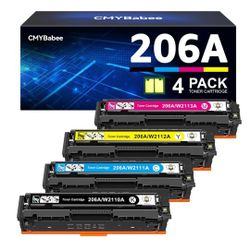 CMYBabee Compatible Toner Cartridge Replacement for HP 206A 206X for Color Laserjet Pro MFP M283fdw M283cdw M283fdn M282mw Pro M255dw M255nw M283 M255