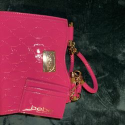 Bebe Hot Pink Leather Purse