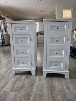Refurbished White Marble Night Stands