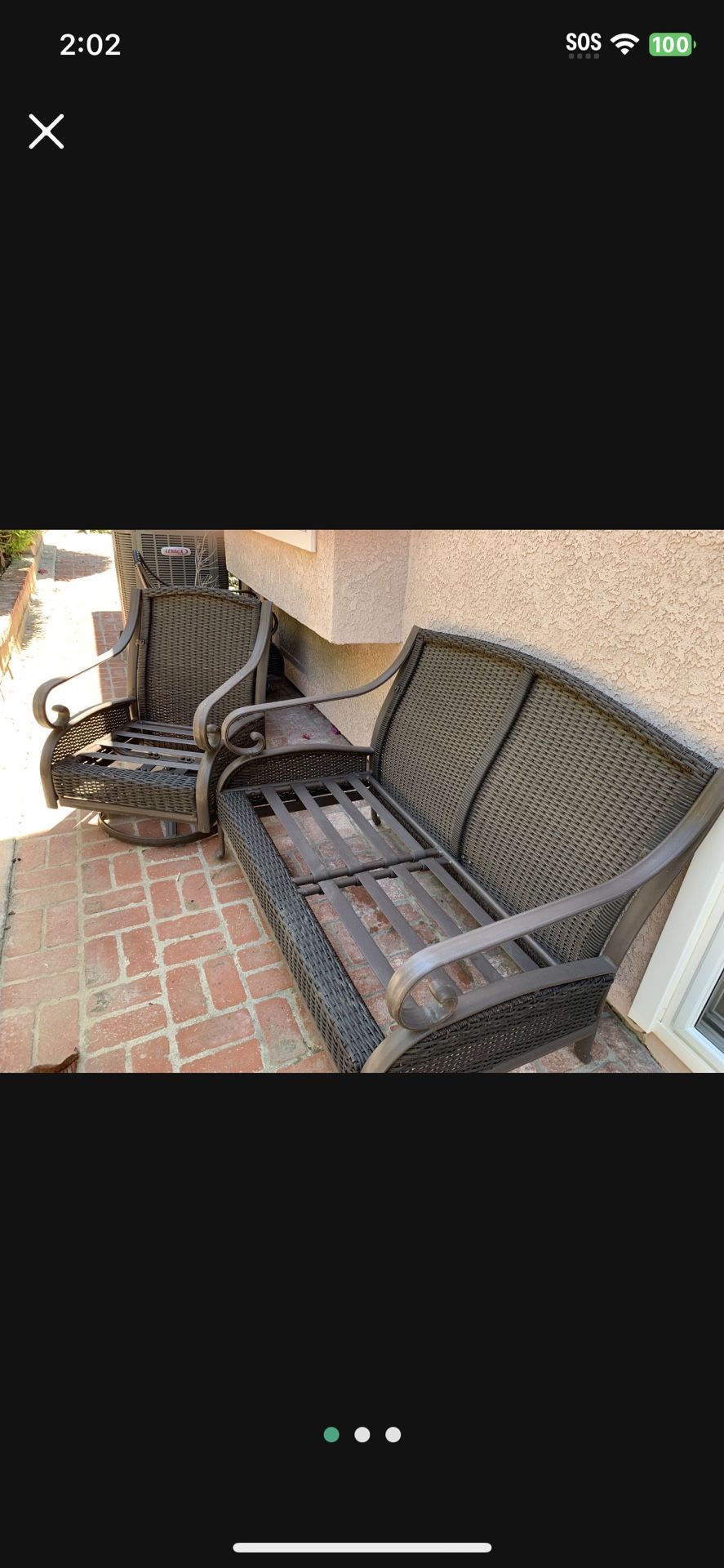 Patio Loveseat and 2 Swivel Chairs