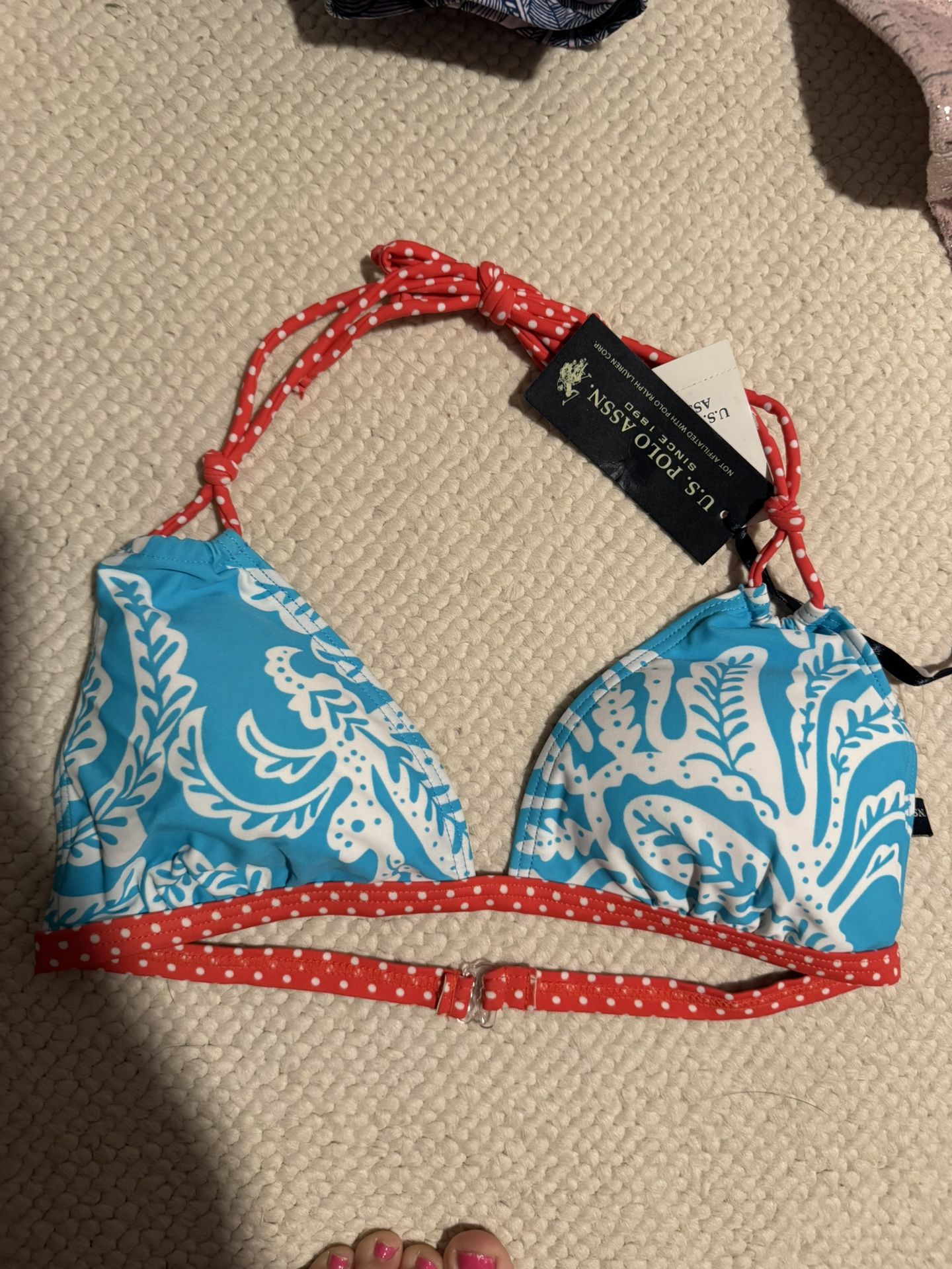 New Womens Size Medium Us Polo Assn Paisley Swim Suit Top