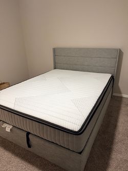 Queen Upholstered Bed Frame with Mattress