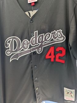 Dodgers Jersey #42 Jackie Robinson Black Large