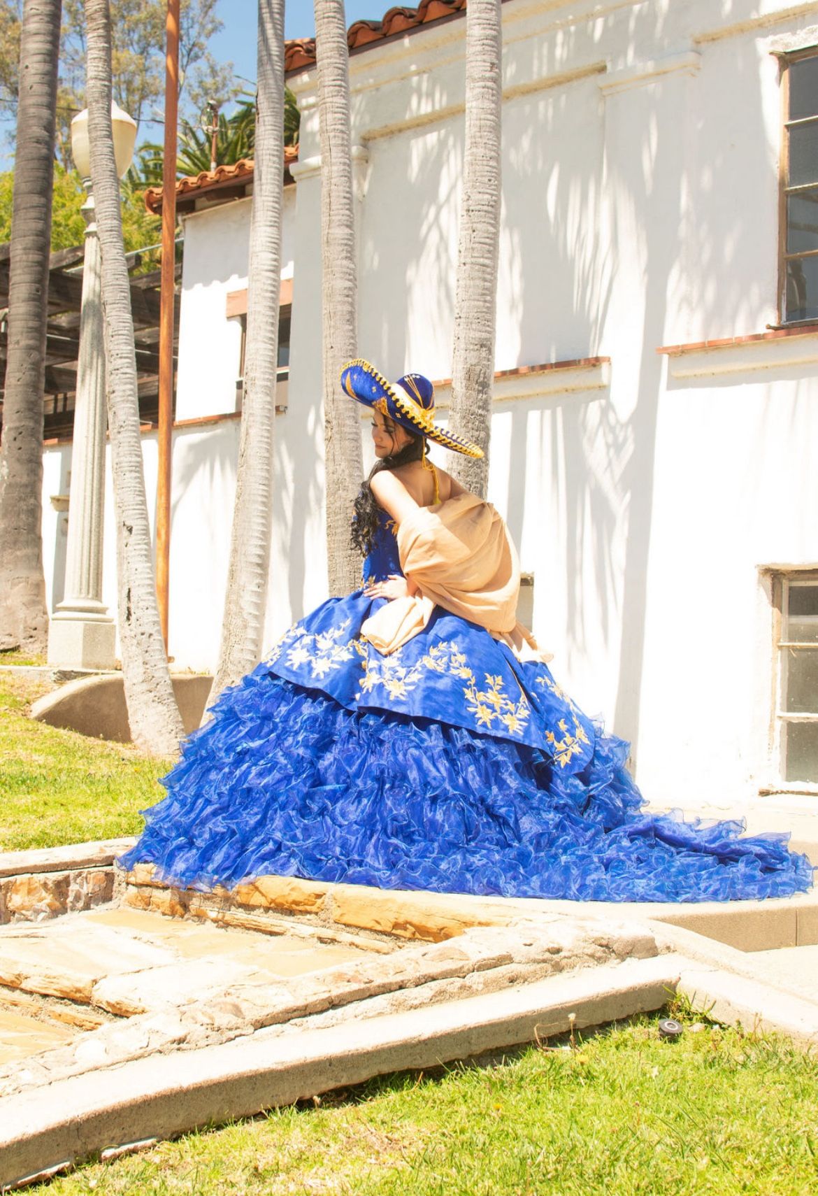 Blue & Gold Charro Quince Dress