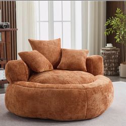 Gently Used Chenille Beanbag w/ 3 Pillows