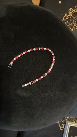 Red and Clear Crystal Tennis Bracelet