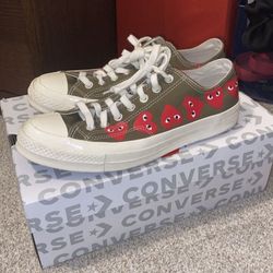 Cdg Converse Olive Green Size 9 Worn Twice