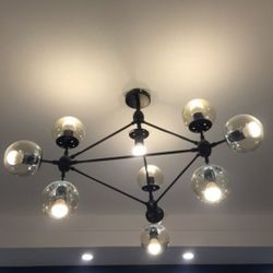 Modern 10 Light W Black Finish Chandelier