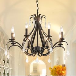 24" Black Chandelier Light Fixture Farmhouse: Modern Chandeliers 