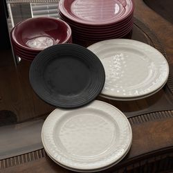 Bauer Monterey Moderne Set of Eight and Pier One Dinner Plates