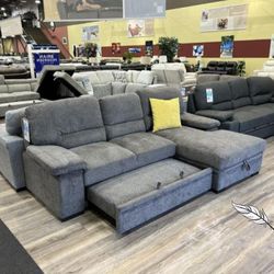 HOT DEAL 🤝 BRAND NEW 👌Nazli Gray Fabric Sleeper Sectional Sofa