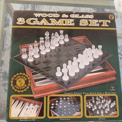 3-in-1 board game set:  chess, checkers, and backgammon  
