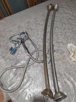 Brushed Nickel Shower Riser Rails with Handheld Shower Set