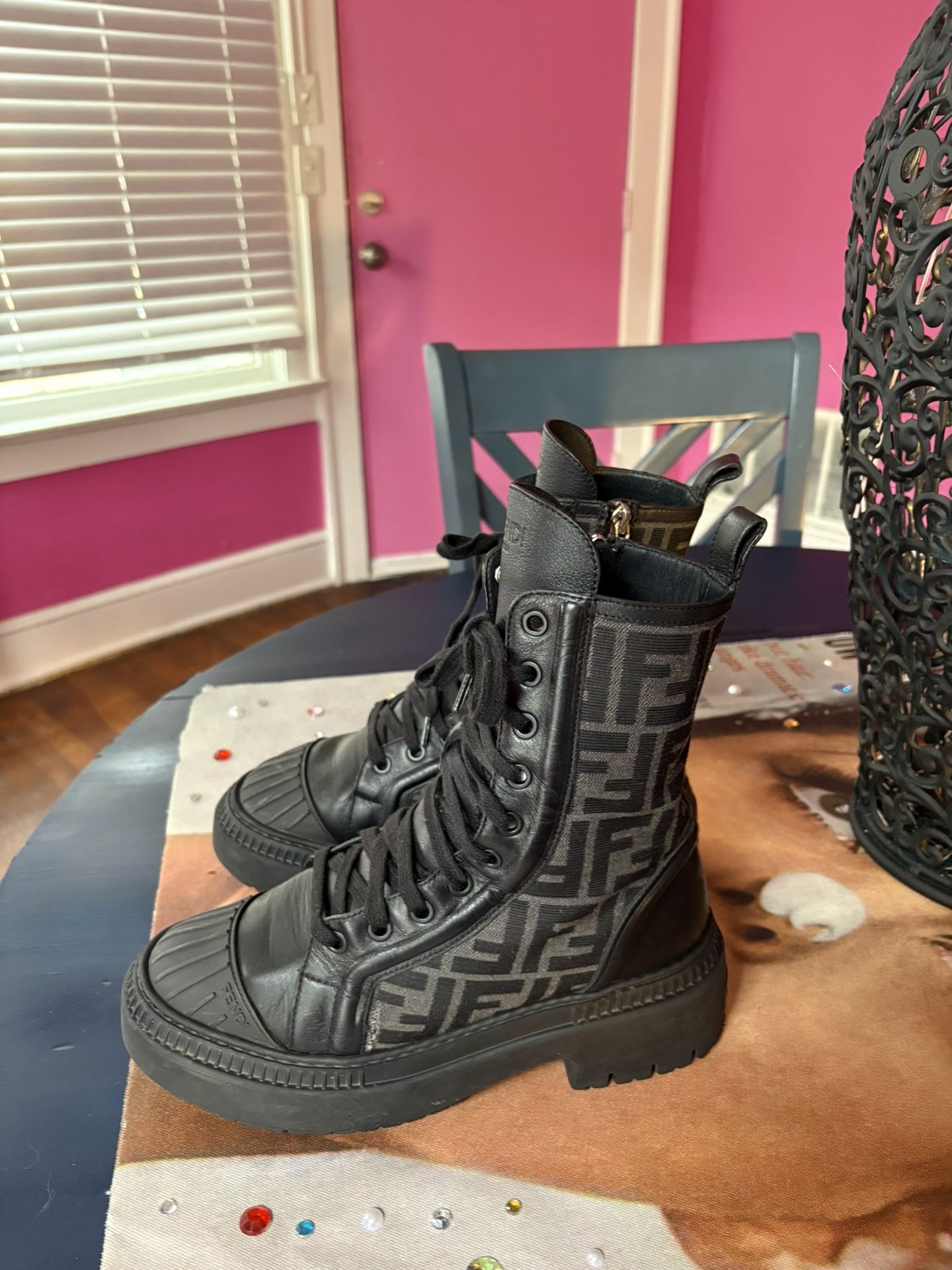 Designer Black Fendi Boots For Woman π