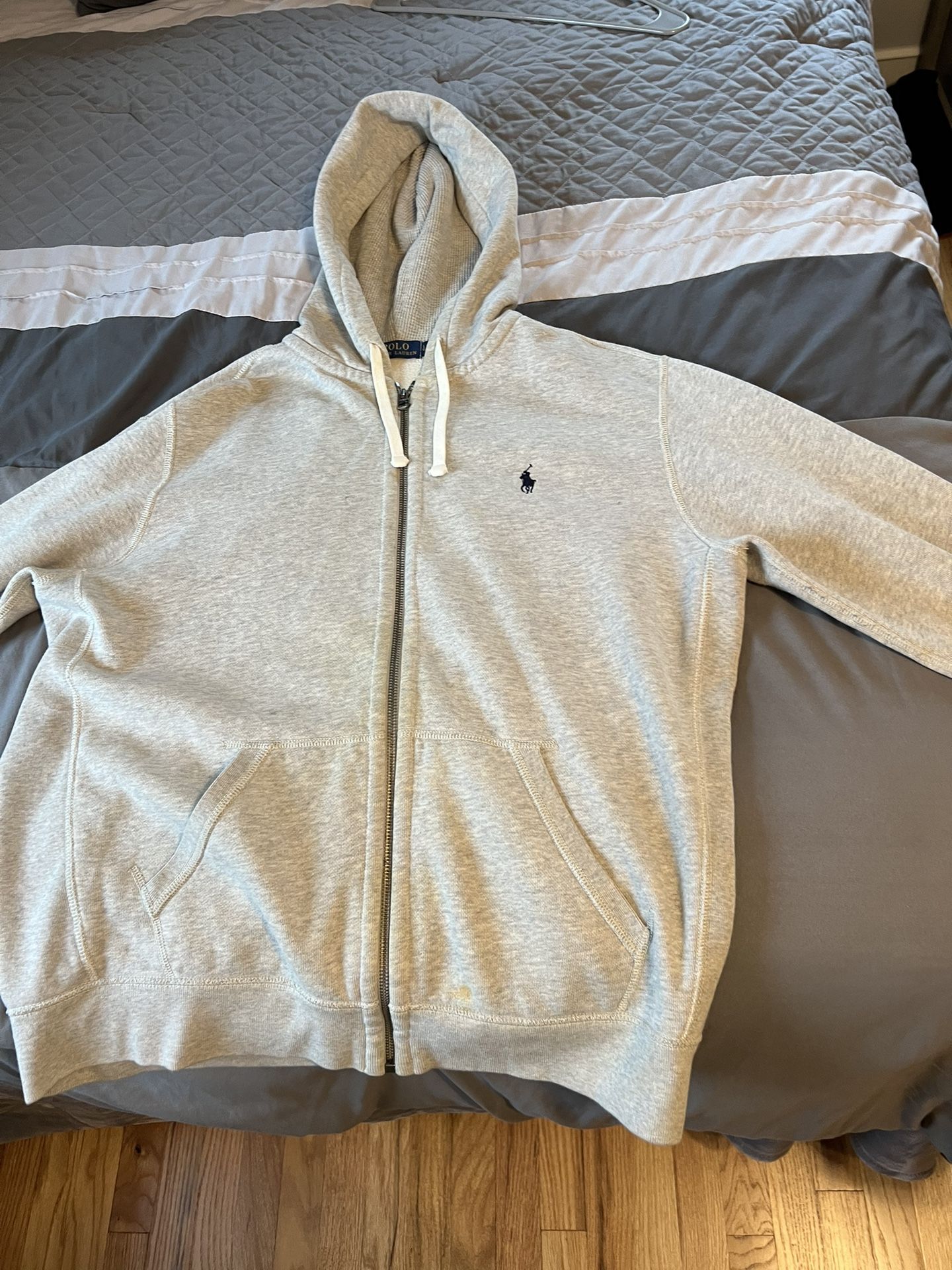 Polo Ralph Lauren Gray Zip-Up Hoodie Size Large